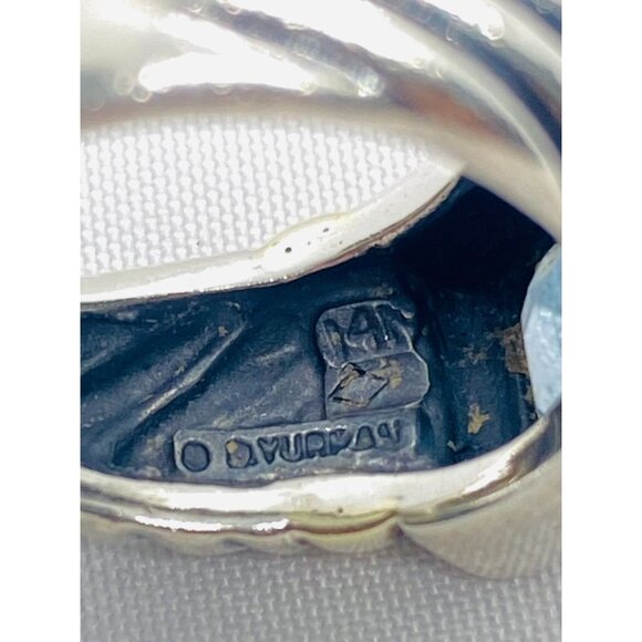 David Yurman Sterling Silver 14k Gold 8mm Blue Stone Noblesse Ring, - Picture 6 of 7